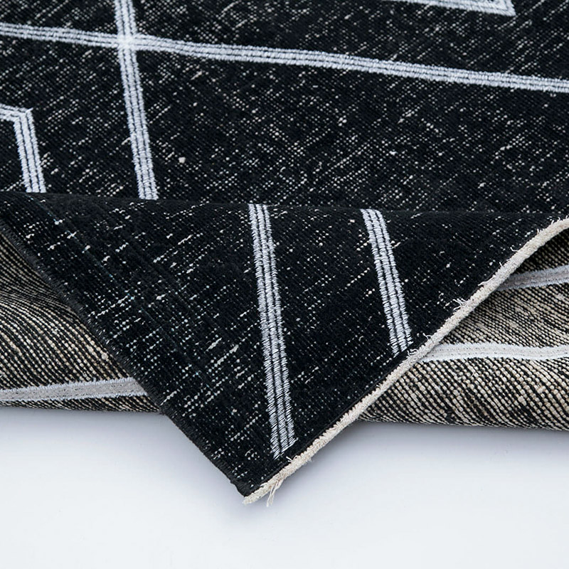 Black Embroidered Over-dyed Turkish Vintage Runner - 4' 3" x 11' 10" (51" x 142") - K0038807