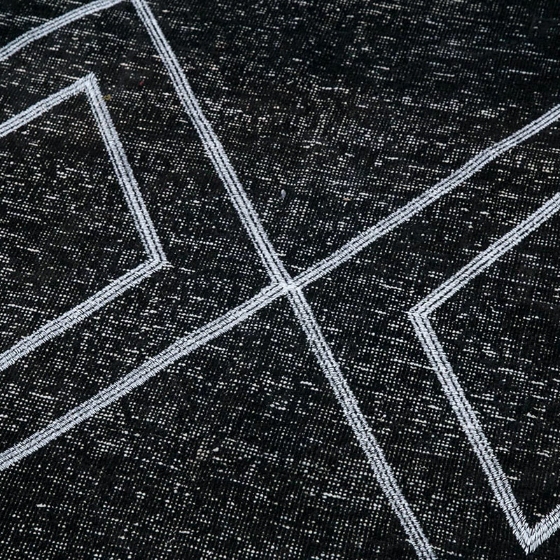 Black Embroidered Over-dyed Turkish Vintage Runner - 4' 3" x 11' 10" (51" x 142") - K0038807