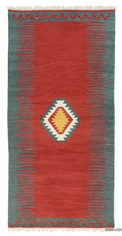 Red New Handwoven Turkish Kilim Rug - 4'  x 8' 1" (48" x 97")