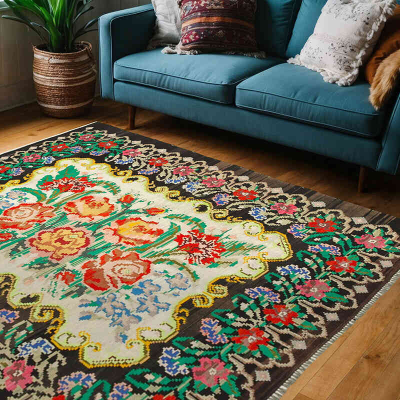 Alfombra Vintage Moldovan Kilim - 181 cm x 211 cm - K0038992