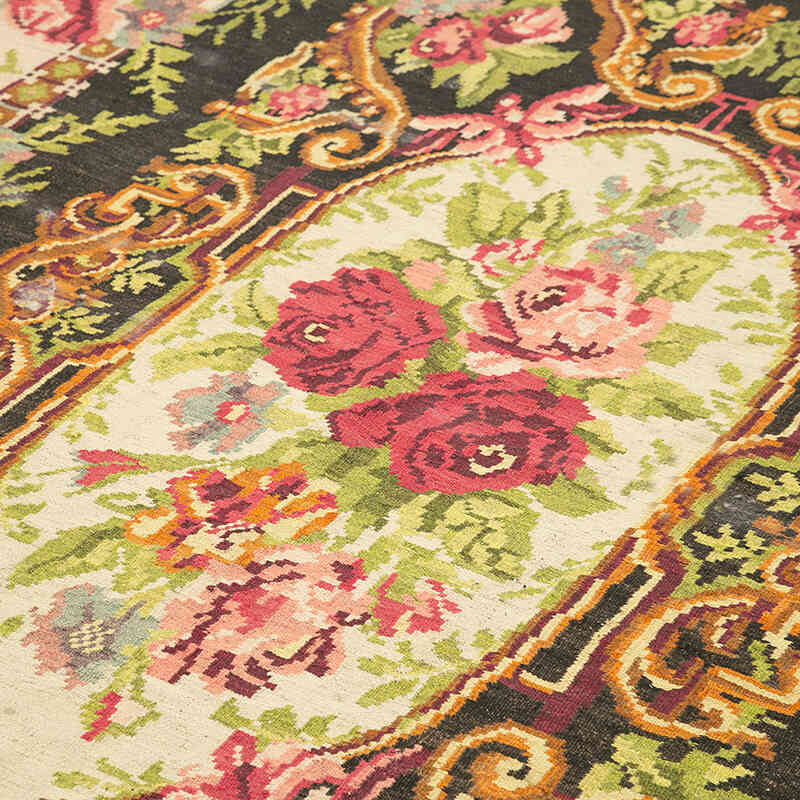 Vintage Handwoven Moldovan Kilim Rug - 7'  x 11' 8" (84" x 140") - K0039046