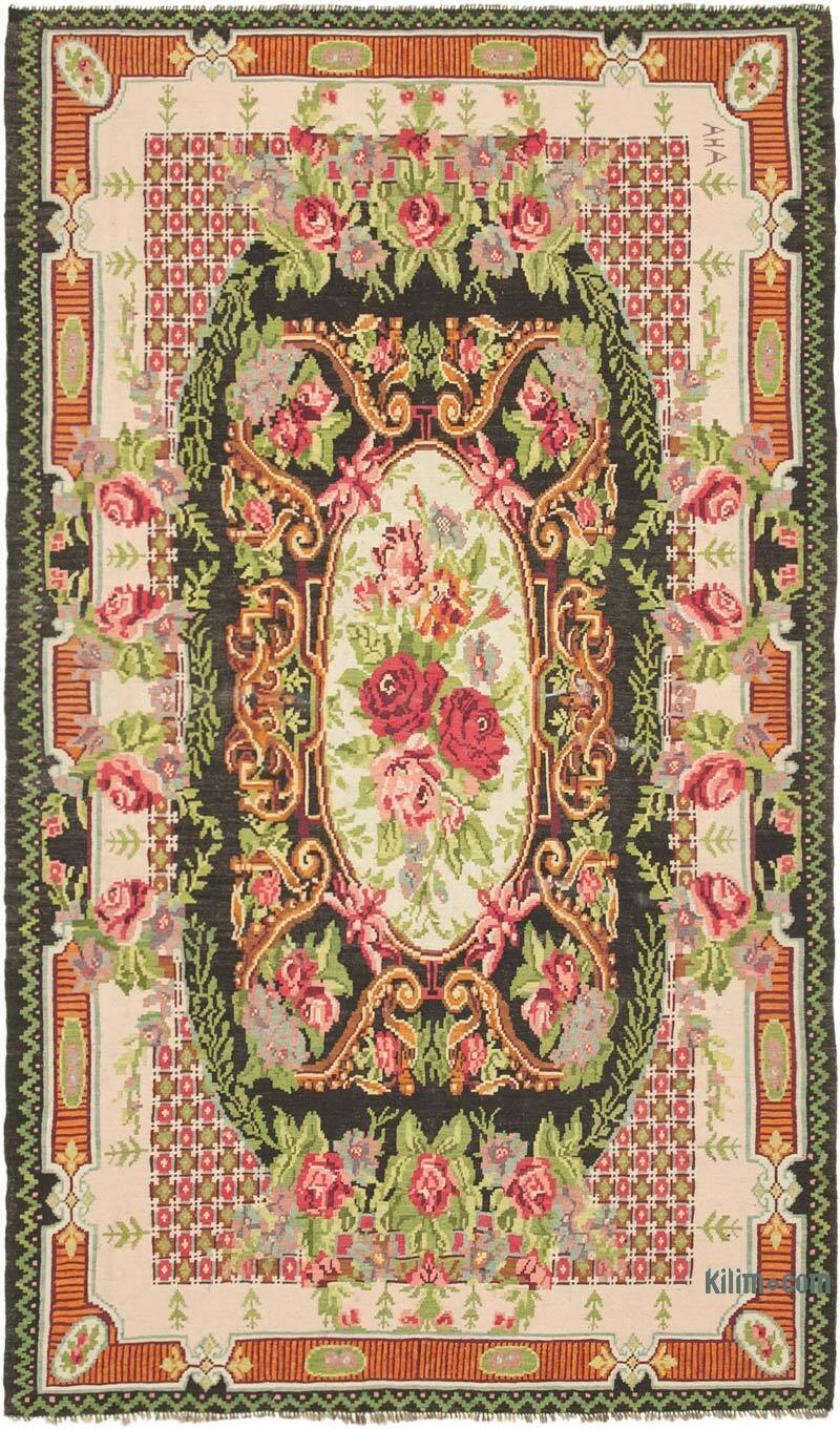 Vintage Handwoven Moldovan Kilim Rug - 7'  x 11' 8" (84" x 140") - K0039046
