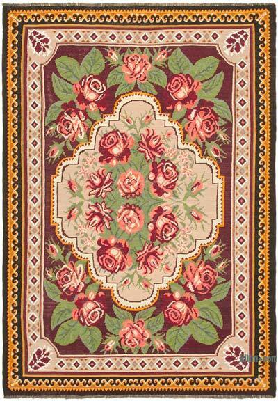 Vintage Handwoven Moldovan Kilim Rug - 6' 4" x 8' 10" (76" x 106")
