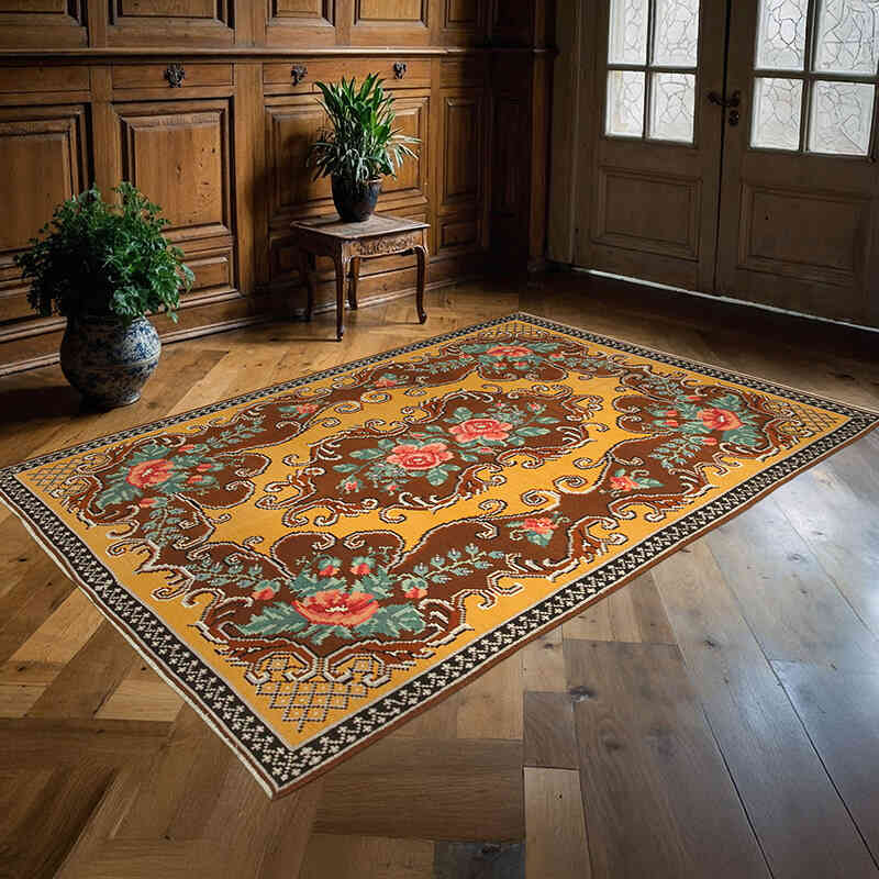Vintage Handwoven Moldovan Kilim Rug - 5' 9" x 8' 7" (69" x 103") - K0039156