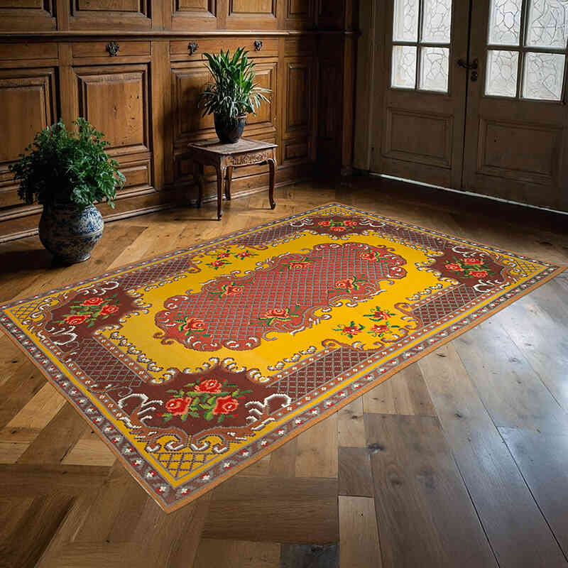 Vintage Handwoven Moldovan Kilim Rug - 5' 8" x 8' 8" (68" x 104") - K0039173