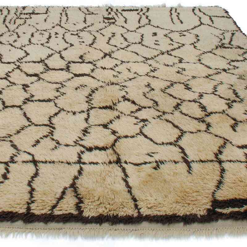 Beige, Brown New Moroccan Style Hand-Knotted Tulu Rug - 5' 11" x 7' 3" (71" x 87") - K0039220