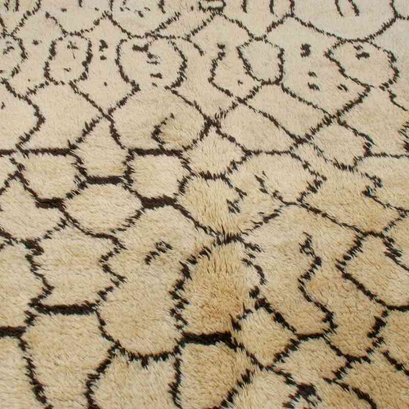Beige, Brown New Moroccan Style Hand-Knotted Tulu Rug - 5' 11" x 7' 3" (71" x 87") - K0039220