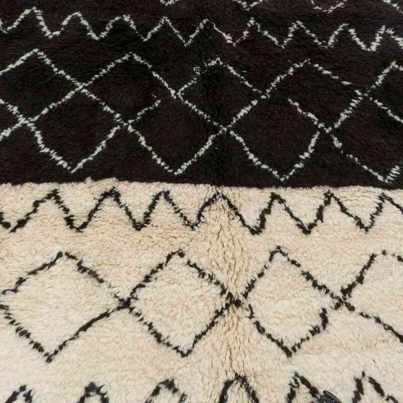 Brown, Beige New Moroccan Style Hand-Knotted Tulu Rug - 6' 1" x 8' 5" (73" x 101") - K0039221