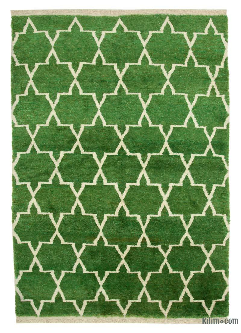 Yeşil Yeni Fas Stili El Dokuma Tulu - 231 cm x 335 cm - K0039225
