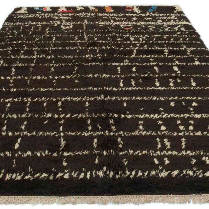Brown, Beige New Moroccan Style Hand-Knotted Tulu Rug - 5'  x 8' 5" (60" x 101") - K0039228