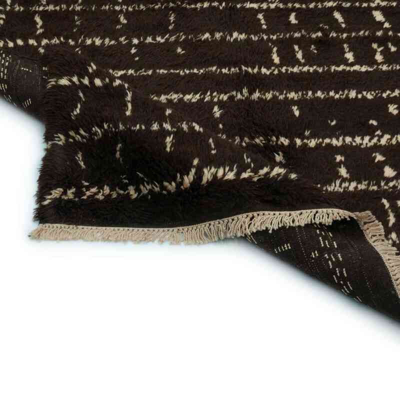 Kahverengi, Bej Yeni Fas Stili El Dokuma Tulu - 153 cm x 257 cm - K0039228