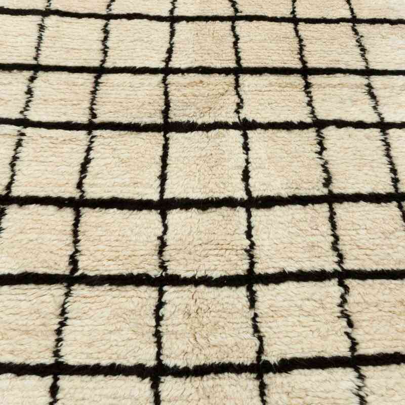 Beige, Brown New Moroccan Style Hand-Knotted Tulu Rug - 3' 9" x 7' 7" (45" x 91") - K0039229