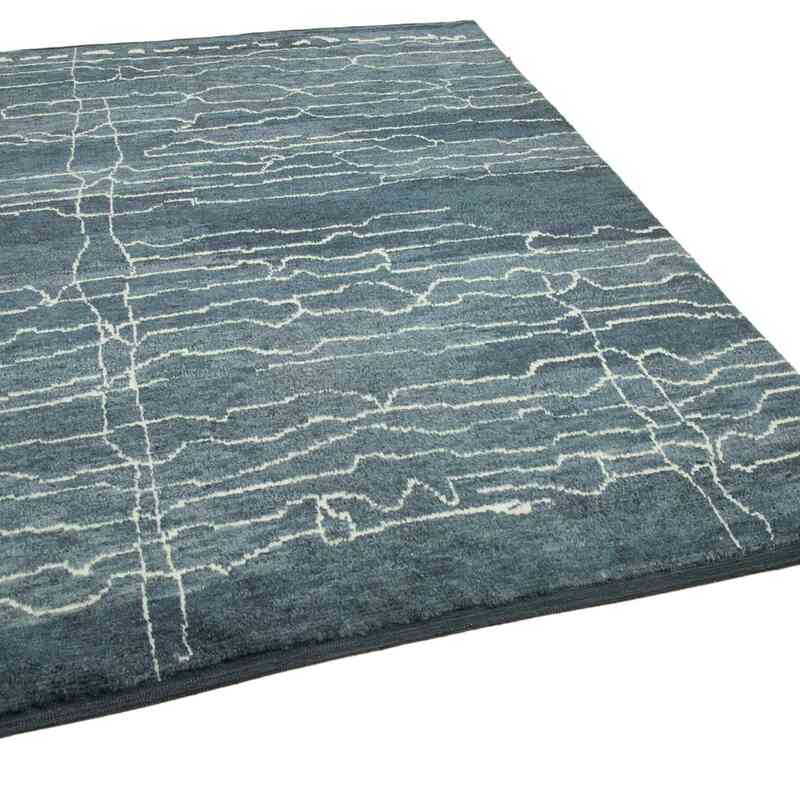 Blue New Moroccan Style Hand-Knotted Tulu Rug - 6' 4" x 9' 2" (76" x 110") - K0039234