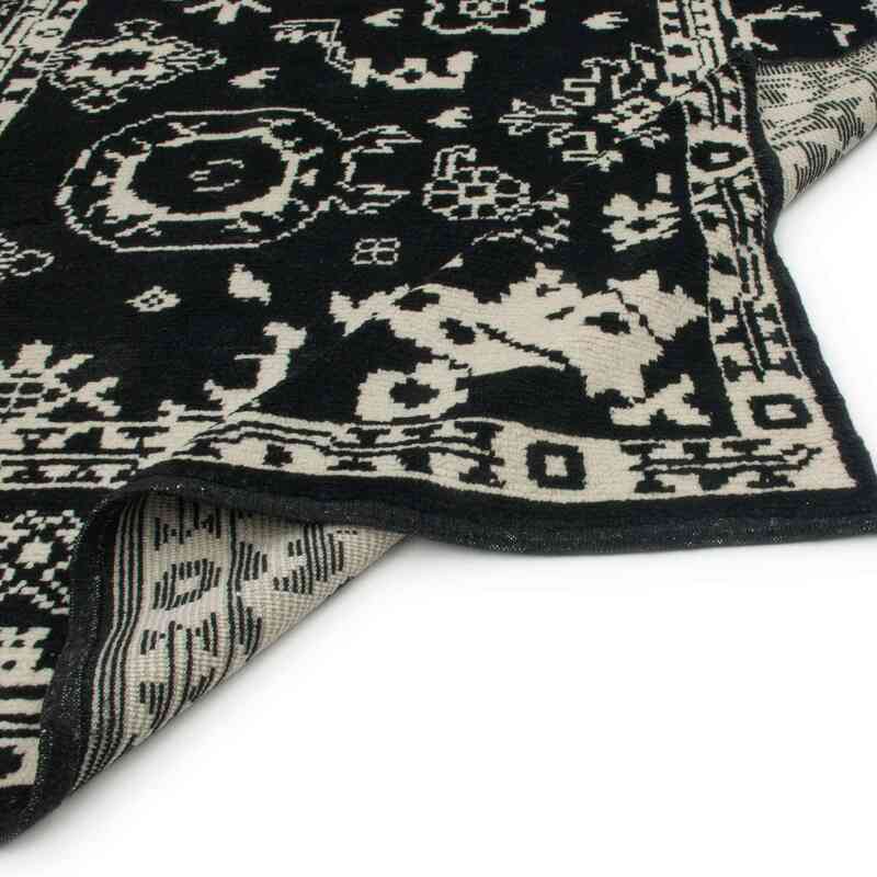 Black New Hand-Knotted Rug - 7' 6" x 10' 3" (90" x 123") - K0039241