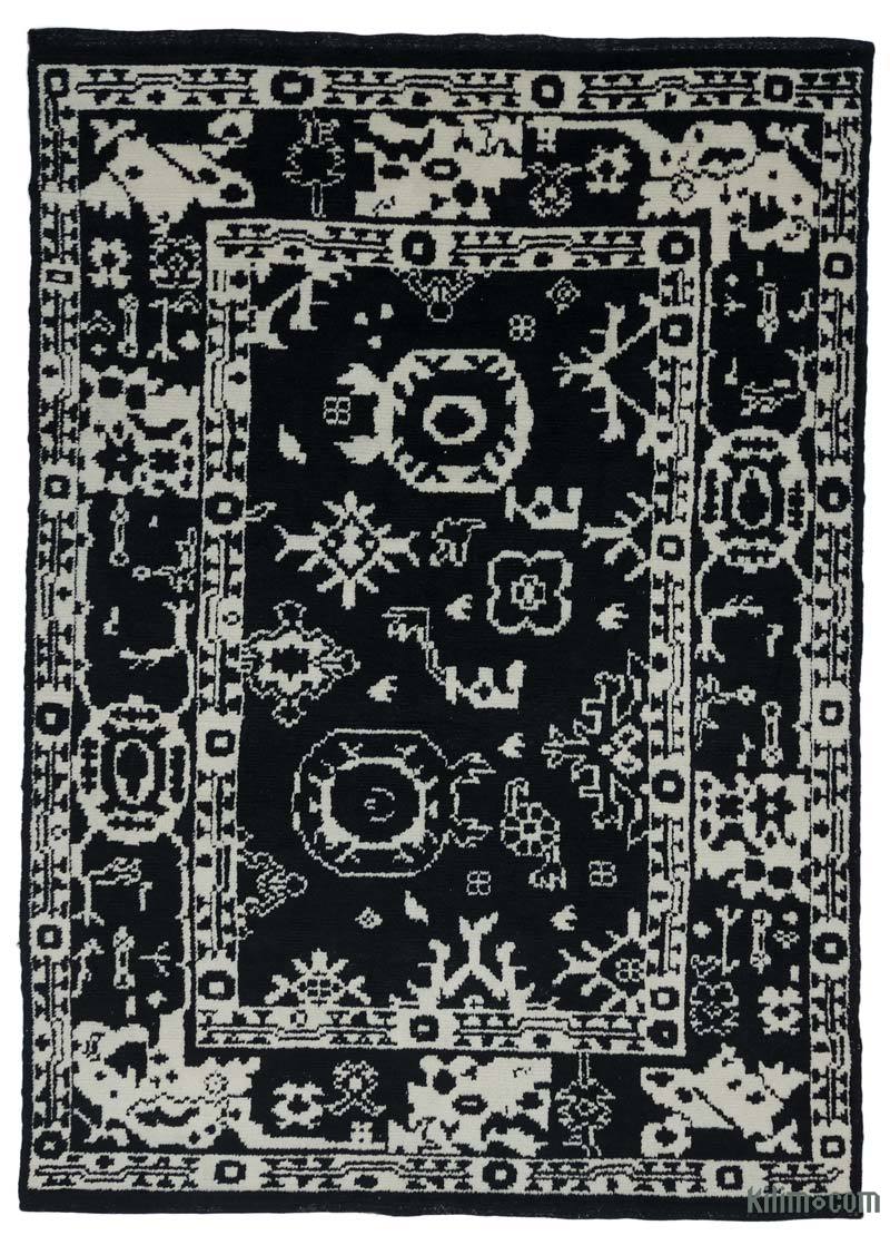 Black New Hand-Knotted Rug - 7' 6" x 10' 3" (90" x 123") - K0039241