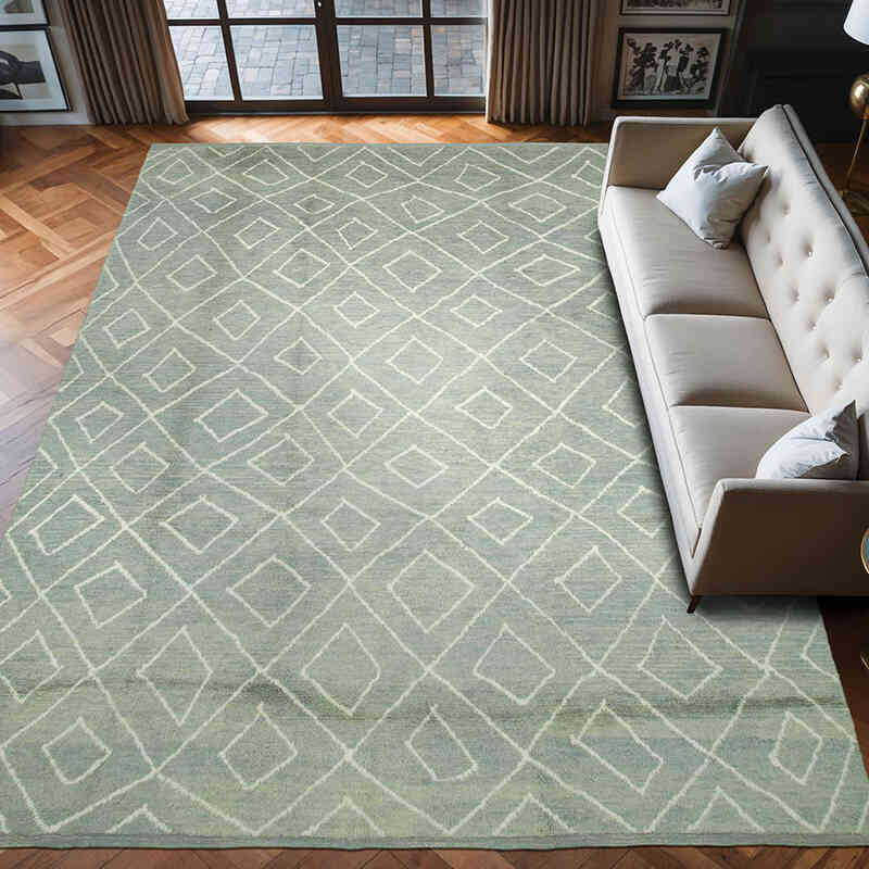 Gri Yeni Fas Stili El Dokuma Tulu - 302 cm x 420 cm - K0039260