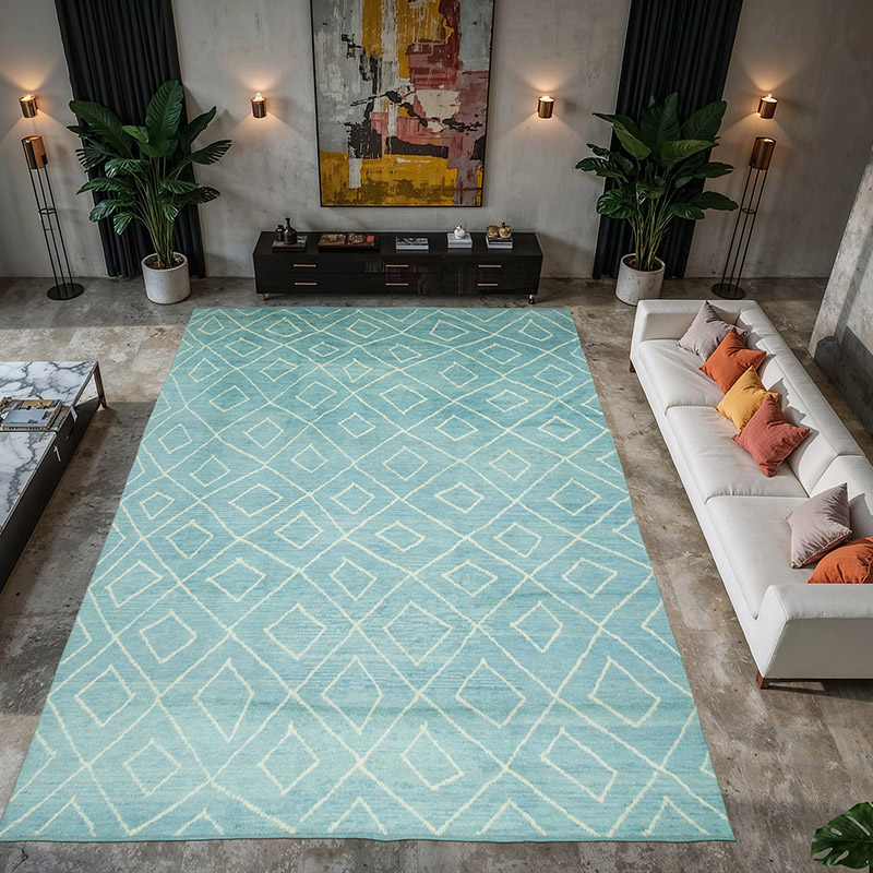 Blue New Moroccan Style Hand-Knotted Tulu Rug - 9' 9" x 14' 3" (117" x 171") - K0039261