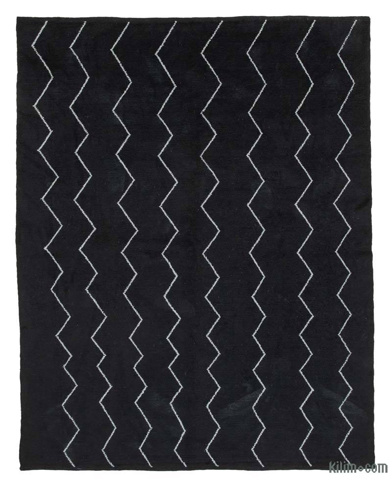 Black New Moroccan Style Hand-Knotted Tulu Rug - 7' 9" x 9' 9" (93" x 117") - K0039282