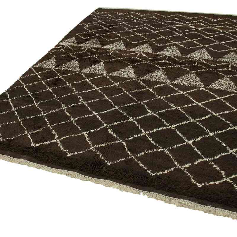 Brown New Moroccan Style Hand-Knotted Tulu Rug - 7' 1" x 8' 11" (85" x 107") - K0039286