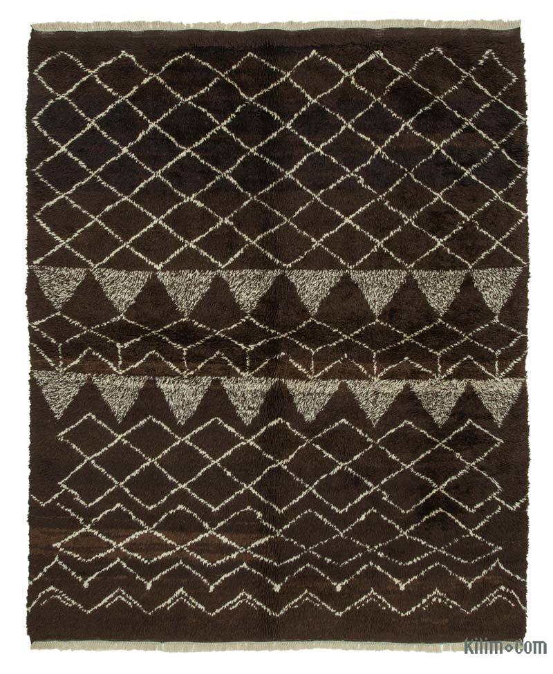 Brown New Moroccan Style Hand-Knotted Tulu Rug - 7' 1" x 8' 11" (85" x 107") - K0039286