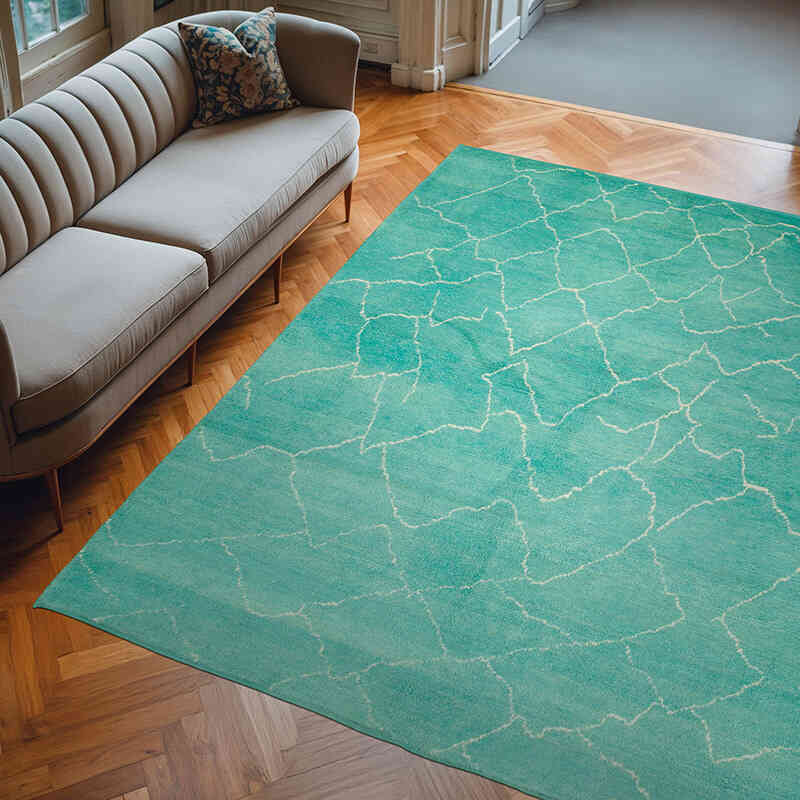 New Moroccan Style Hand-Knotted Tulu Rug - 7' 10" x 9' 11" (94" x 119") - K0039287