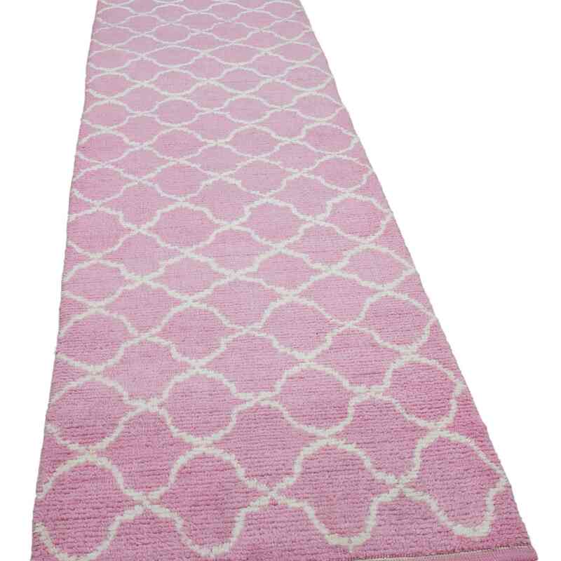 Rosado Nueva alfombra de corredor de estilo marroquí - 95 cm x 367 cm - K0039314