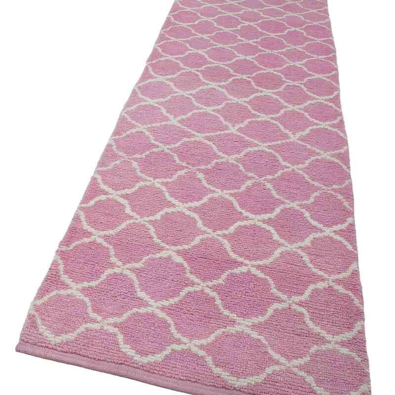 Rosado Nueva alfombra de corredor de estilo marroquí - 95 cm x 367 cm - K0039314