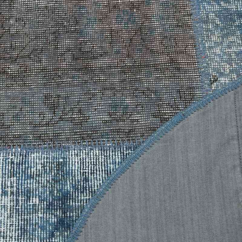 Azul Alfombra De Retazos Turca Sobre-Teñida - 156 cm x 156 cm - K0039425