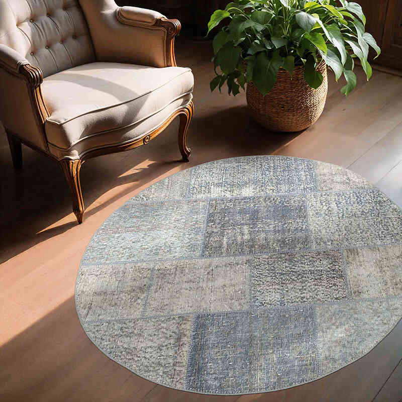 Alfombra De Retazos Turca Sobre-Teñida - 136 cm x 136 cm - K0039439
