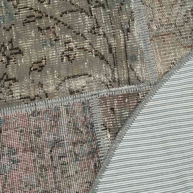 Grey Round Patchwork Hand-Knotted Turkish Rug - 5' 1" x 5' 1" (61" x 61") - K0039455