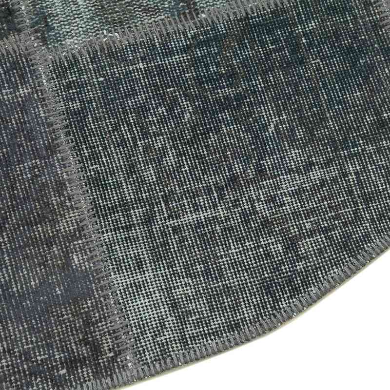 Grey Round Patchwork Hand-Knotted Turkish Rug - 5'  x 5'  (60" x 60") - K0039465