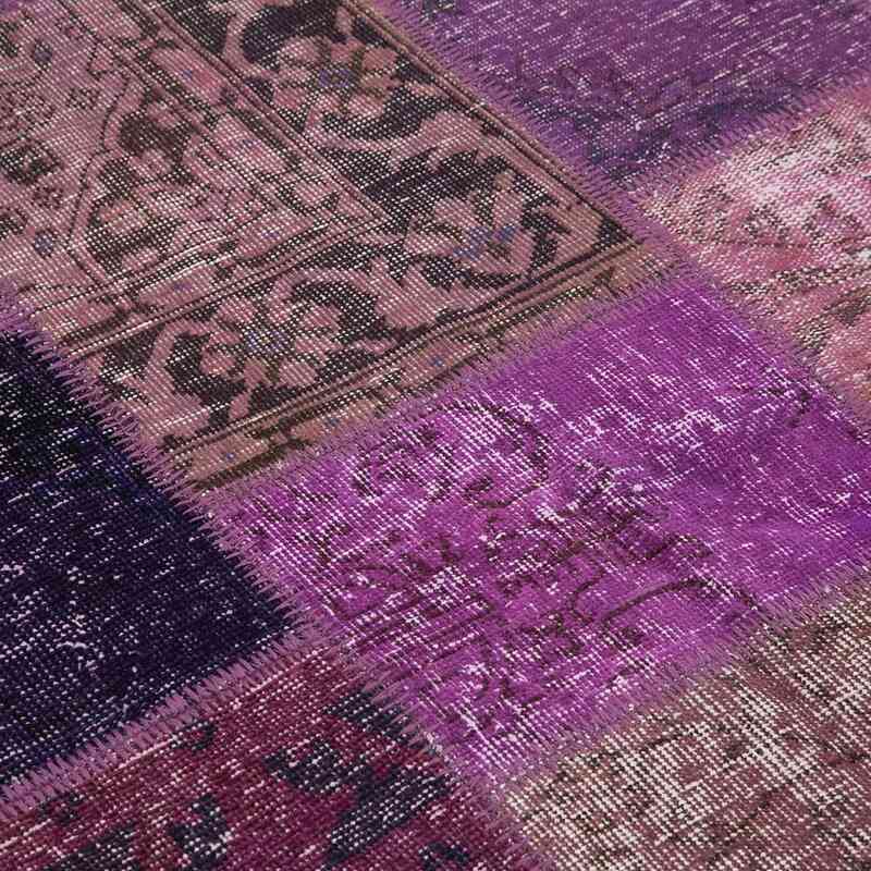 Púrpura Alfombra De Retazos Turca Sobre-Teñida - 193 cm x 193 cm - K0039525