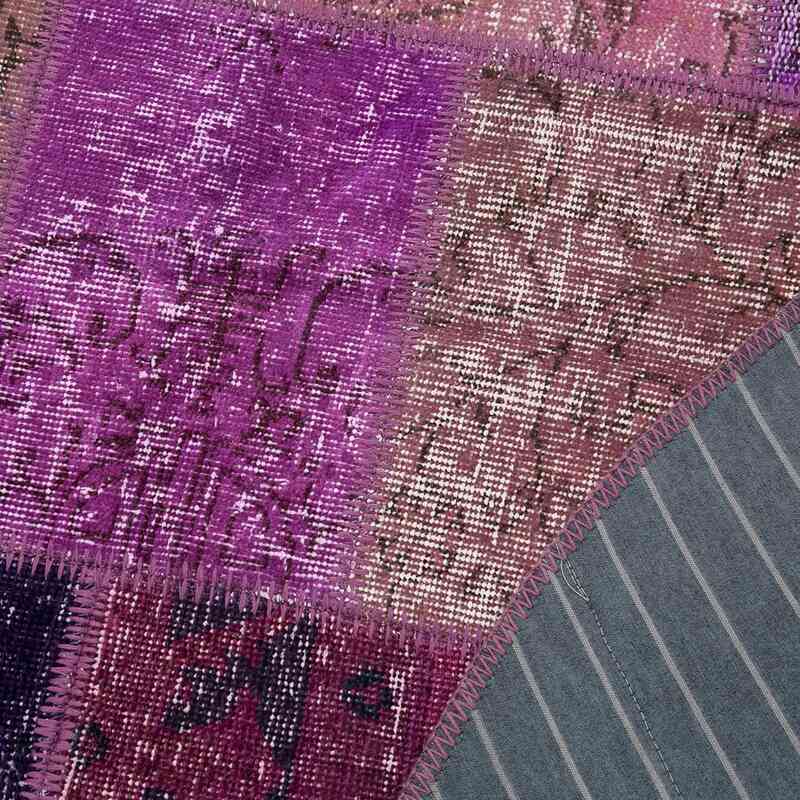 Púrpura Alfombra De Retazos Turca Sobre-Teñida - 193 cm x 193 cm - K0039525