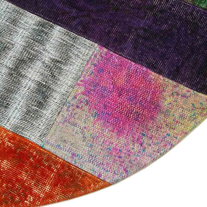Çok Renkli Yuvarlak Boyalı Patchwork Halı - 150 cm x 150 cm - K0039526