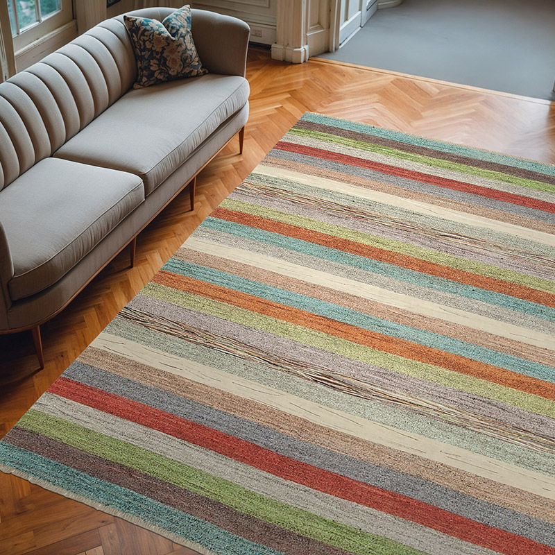 New Contemporary Handwoven Kilim Rug - 8'  x 10' 6" (96" x 126") - Vintage Yarn - K0039577