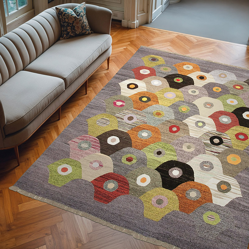 New Contemporary Handwoven Kilim Rug - 8' 2" x 10' 6" (98" x 126") - Vintage Yarn - K0039579