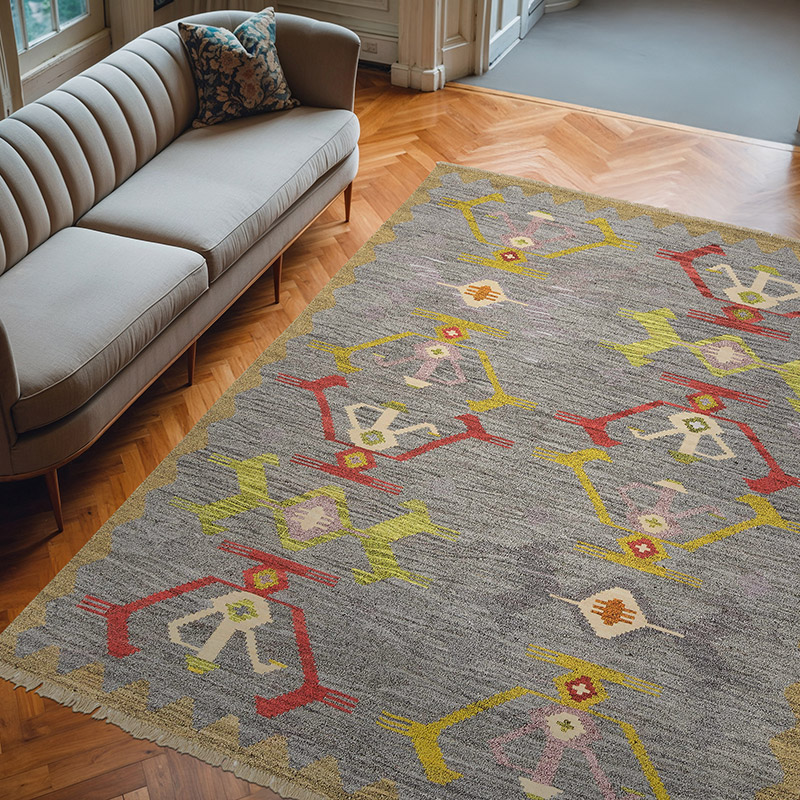 New Contemporary Handwoven Kilim Rug - 8' 1" x 10' 3" (97" x 123") - Vintage Yarn - K0039581