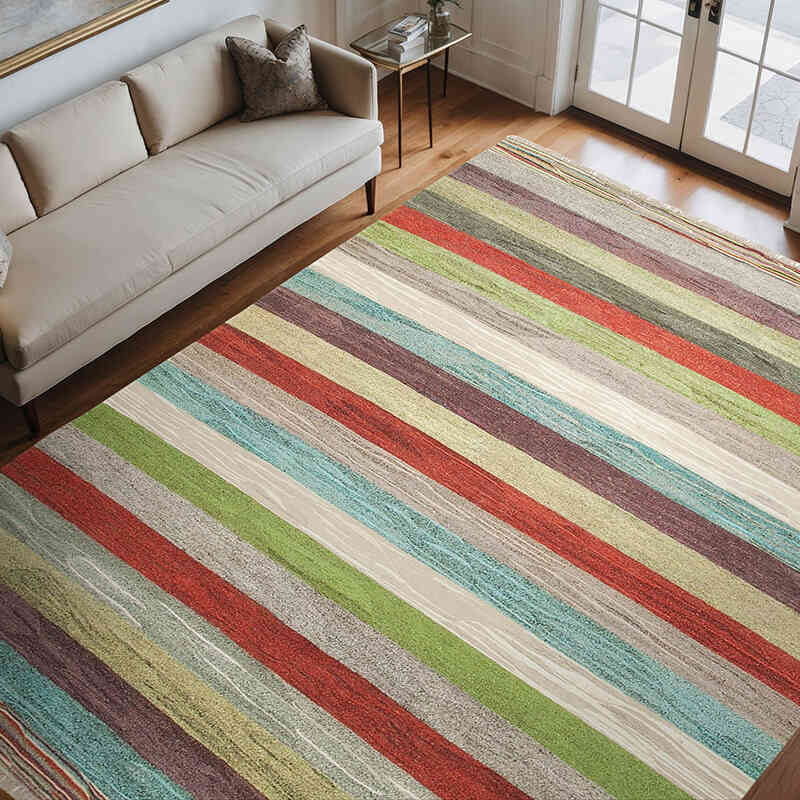 New Contemporary Handwoven Kilim Rug - 8' 6" x 10' 10" (102" x 130") - Vintage Yarn - K0039584