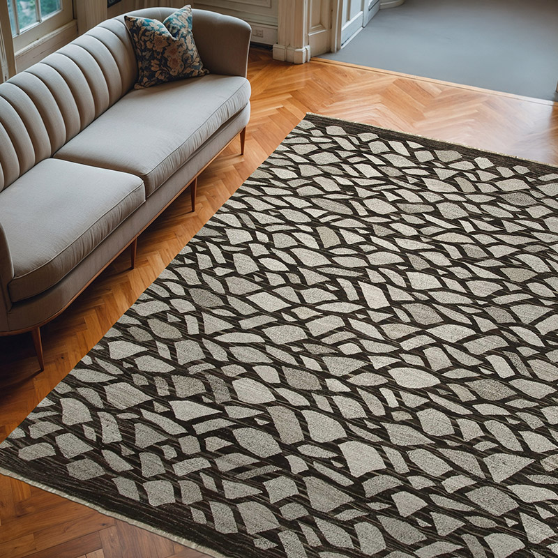 New Contemporary Handwoven Kilim Rug - 8' 3" x 10' 5" (99" x 125") - Vintage Yarn - K0039648