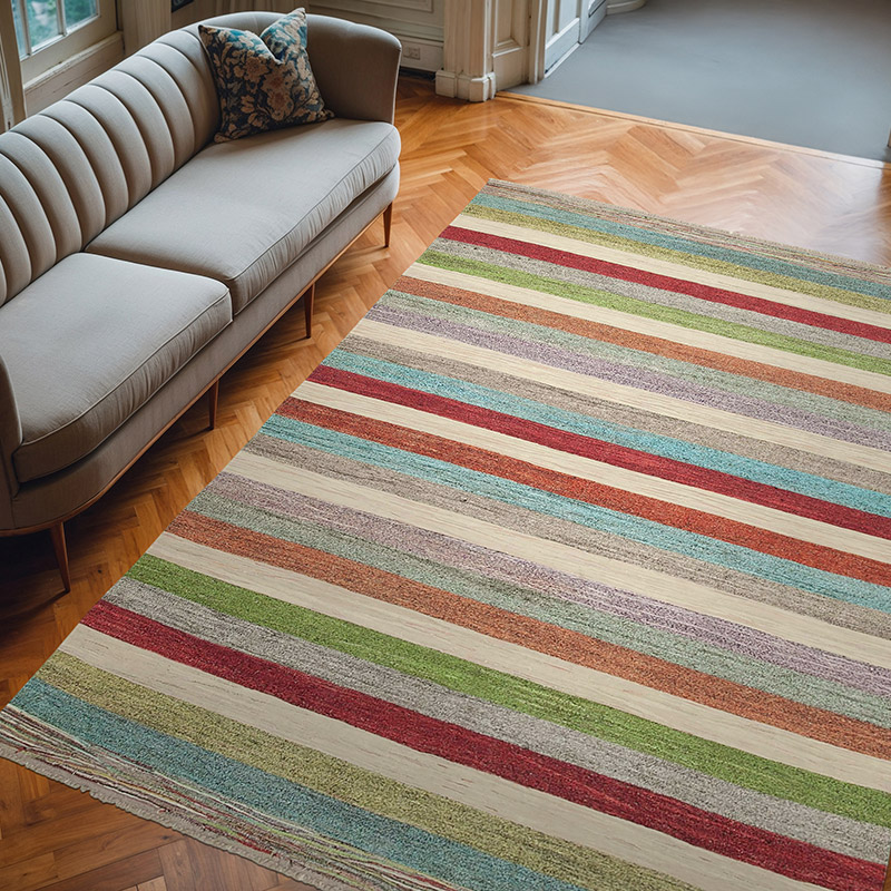 New Contemporary Handwoven Kilim Rug - 8'  x 10' 6" (96" x 126") - Vintage Yarn - K0039664