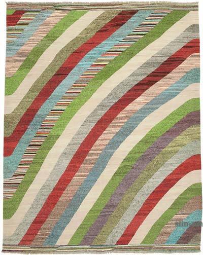 New Contemporary Handwoven Kilim Rug - 8' 7" x 10' 9" (103" x 129") - Vintage Yarn