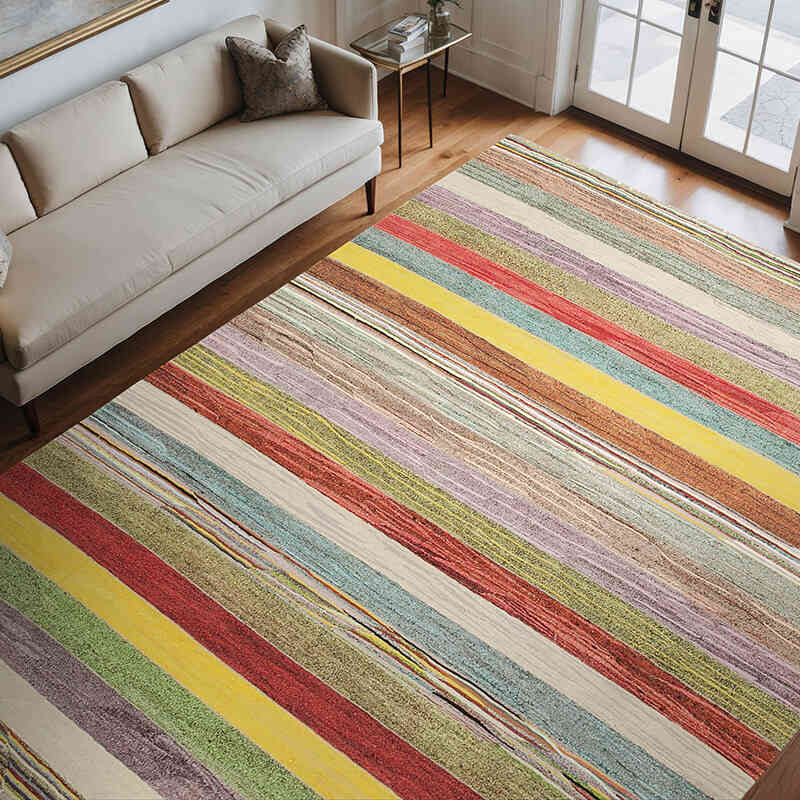 New Contemporary Handwoven Kilim Rug - 8' 7" x 11'  (103" x 132") - Vintage Yarn - K0039672
