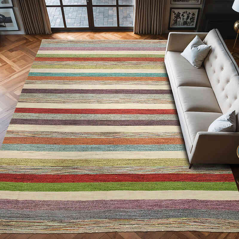 New Contemporary Handwoven Kilim Rug - 8' 10" x 12' 4" (106" x 148") - Vintage Yarn - K0039677