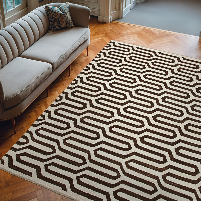 New Contemporary Handwoven Kilim Rug - 8'  x 10' 2" (96" x 122") - Vintage Yarn - K0039692