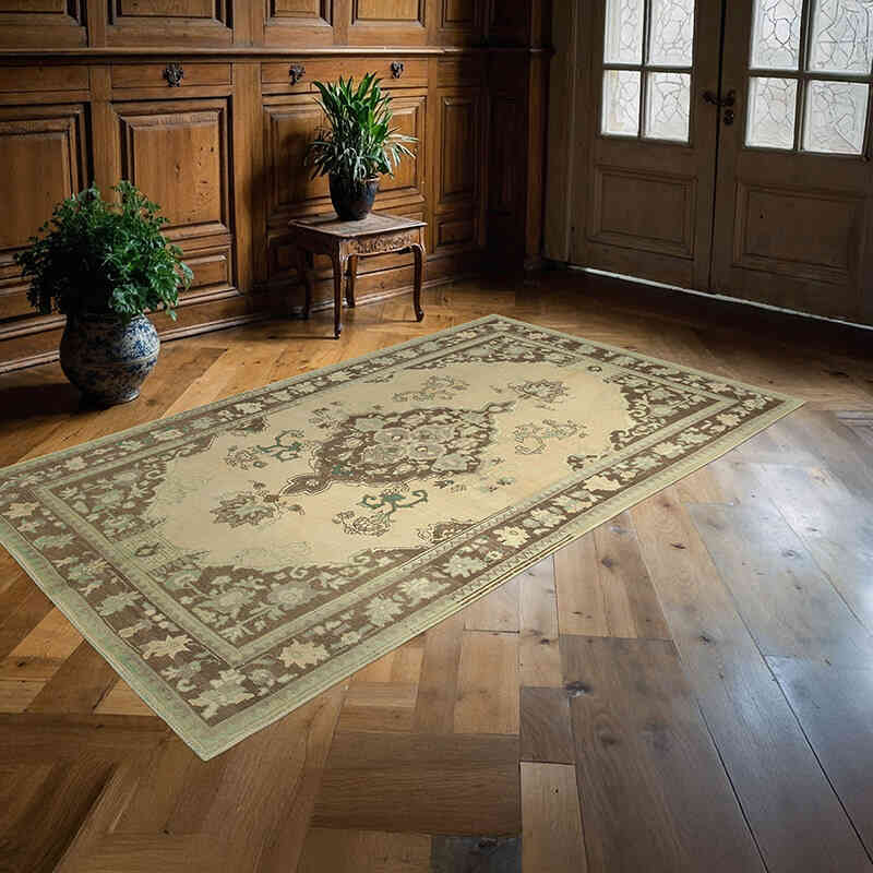 All Wool Hand-Knotted Vintage Turkish Rug - 5' 1" x 8' 9" (61" x 105") - K0039787