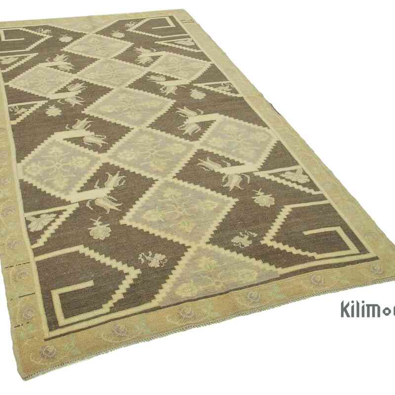 All Wool Hand-Knotted Vintage Turkish Rug - 4' 7" x 8' 2" (55" x 98") - K0039794