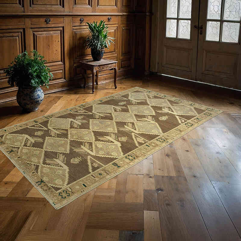 All Wool Hand-Knotted Vintage Turkish Rug - 4' 11" x 8' 4" (59" x 100") - K0039819