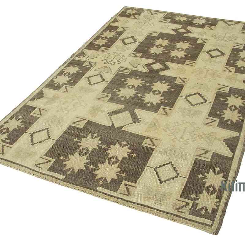 All Wool Hand-Knotted Vintage Turkish Rug - 4' 6" x 7' 4" (54" x 88") - K0039831