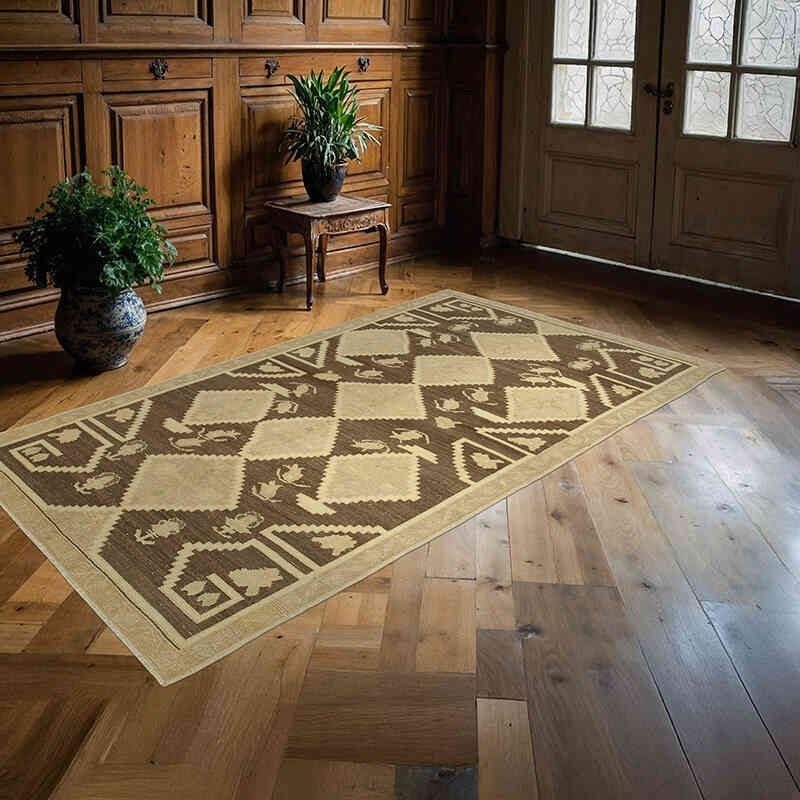All Wool Hand-Knotted Vintage Turkish Rug - 4' 1" x 7' 5" (49" x 89") - K0039849