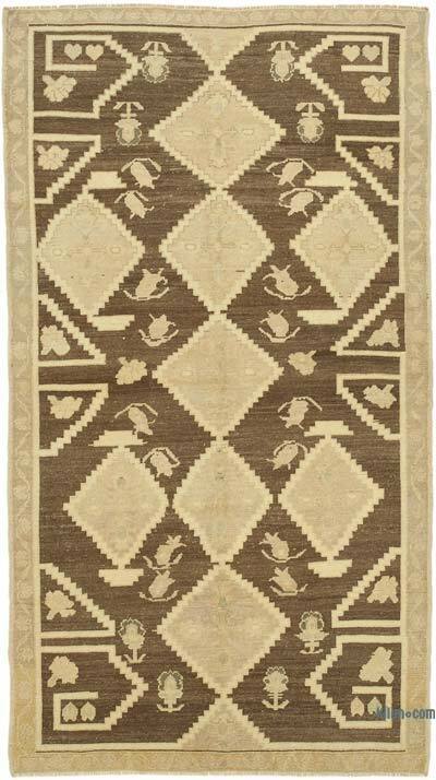 All Wool Hand-Knotted Vintage Turkish Rug - 4' 1" x 7' 5" (49" x 89")